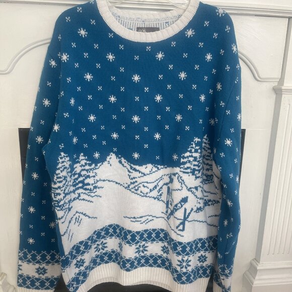 ASOS Ski Nordic  Sweater Size Large Men’s Pullover Blue White EUC - Picture 1 of 6